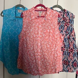 Three St John’s Bay 2X Cotton Sleeveless Button Down